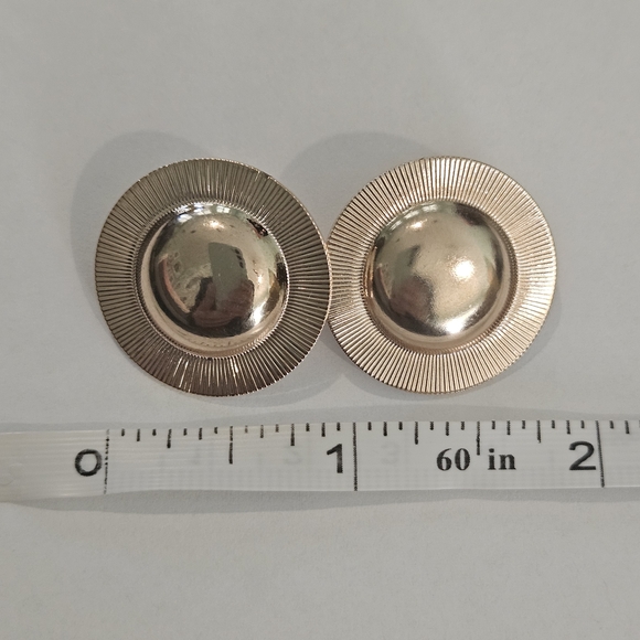 Vintage Gold Stud Dome Geometric Earrings Formal Avant Garde Office Party Retro - Picture 6 of 6
